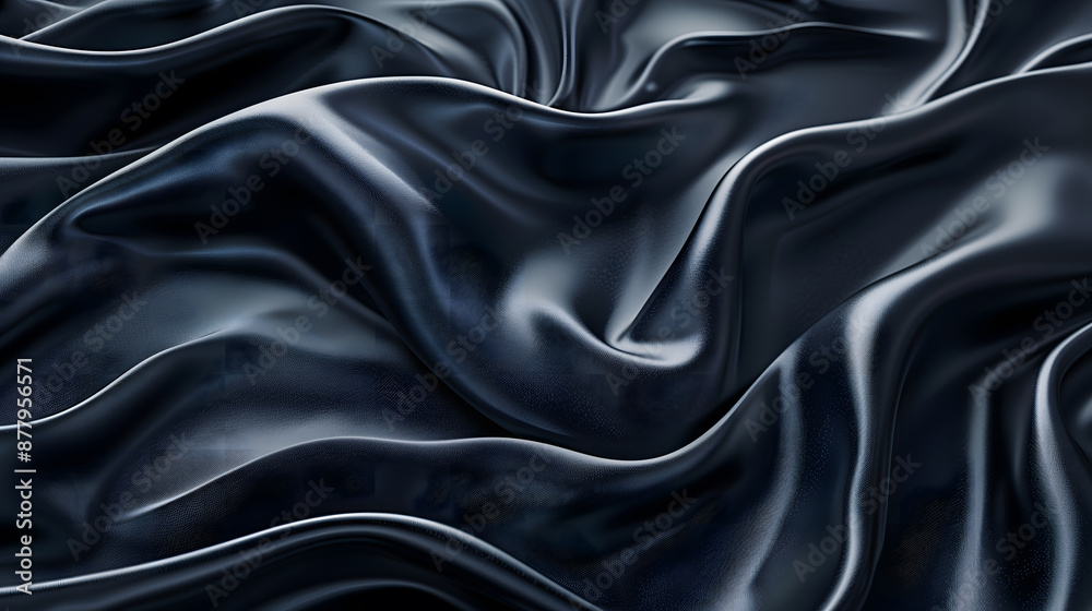 Obraz premium Black gray satin dark fabric texture luxurious shiny that is abstract silk cloth background with patterns soft waves blur beautiful.