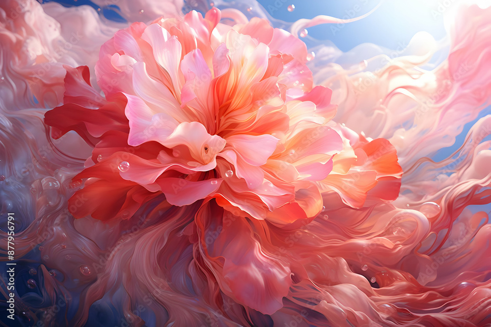 Pink Flower Illustration with Abstract Background Pink Flower Illustration with Abstract Background