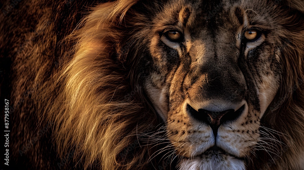 Naklejka premium portrait of a lion face background,generative ai