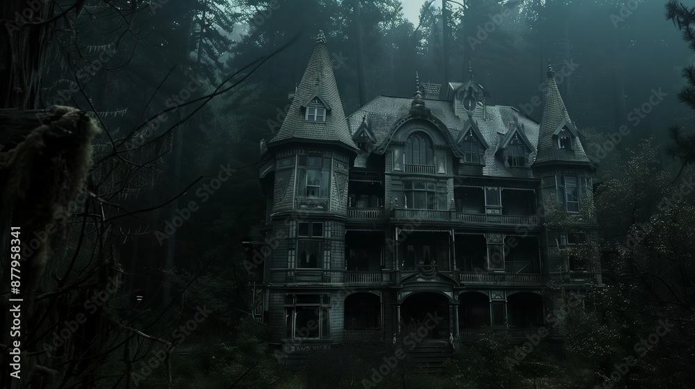 Victorian mansions, nearly hidden by the dense forest, exude a mysterious, enigmatic charm. Victorian mansions, nearly hidden by the dense forest, exude a mysterious, enigmatic charm.