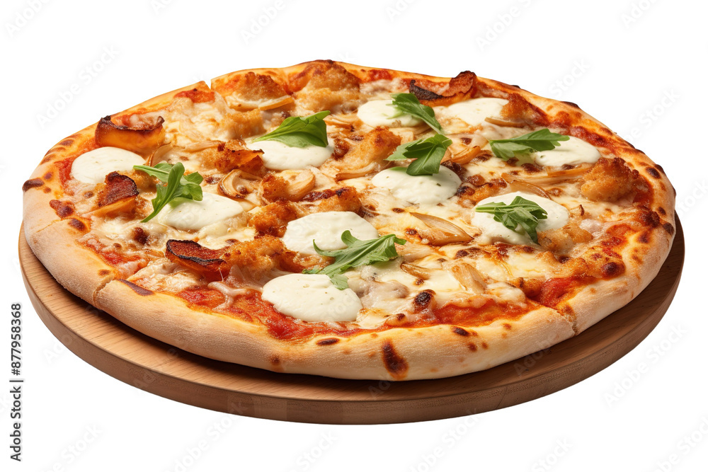 A Freshly Baked Pepperoni Pizza With Basil and Mozzarella Cheese on a White or Clear Surface PNG Transparent Background A Freshly Baked Pepperoni Pizza With Basil and Mozzarella Cheese on a White or Clear Surface PNG Transparent Background