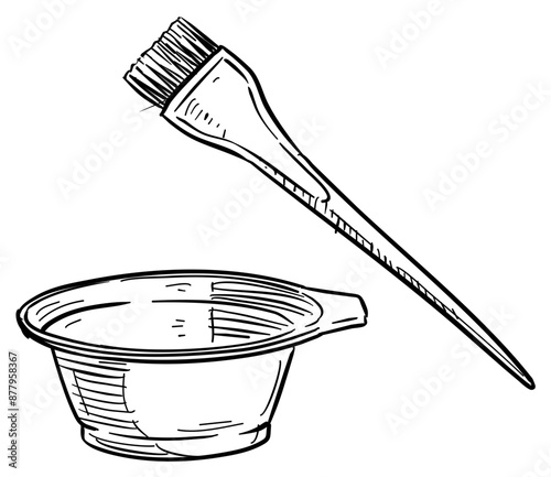 hair coloring tools handdrawn illustration