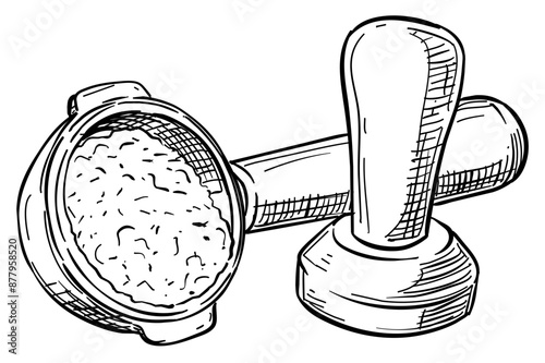 coffee portafilter handdrawn illustration