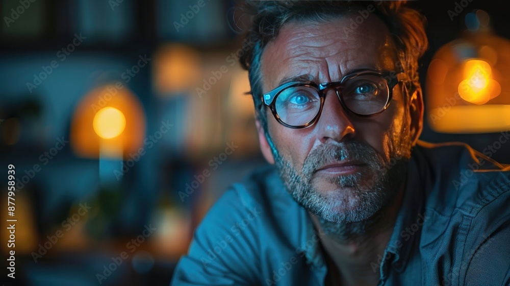 An investor with a focused expression, wearing smart casual attire, attending an investment webinar in a home office setting. An investor with a focused expression, wearing smart casual attire, attending an investment webinar in a home office setting.