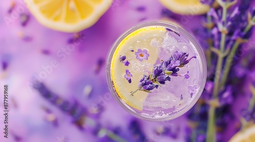 Lavender lemonade view from above beautiful background