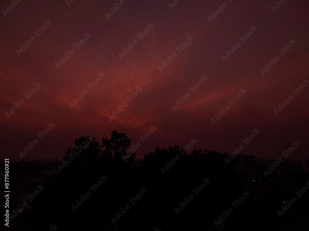 time lapse of clouds at night, sunset scenery view of red sky background, silhouette of trees and buildings, nature photography time lapse of clouds at night, sunset scenery view of red sky background, silhouette of trees and buildings, nature photography