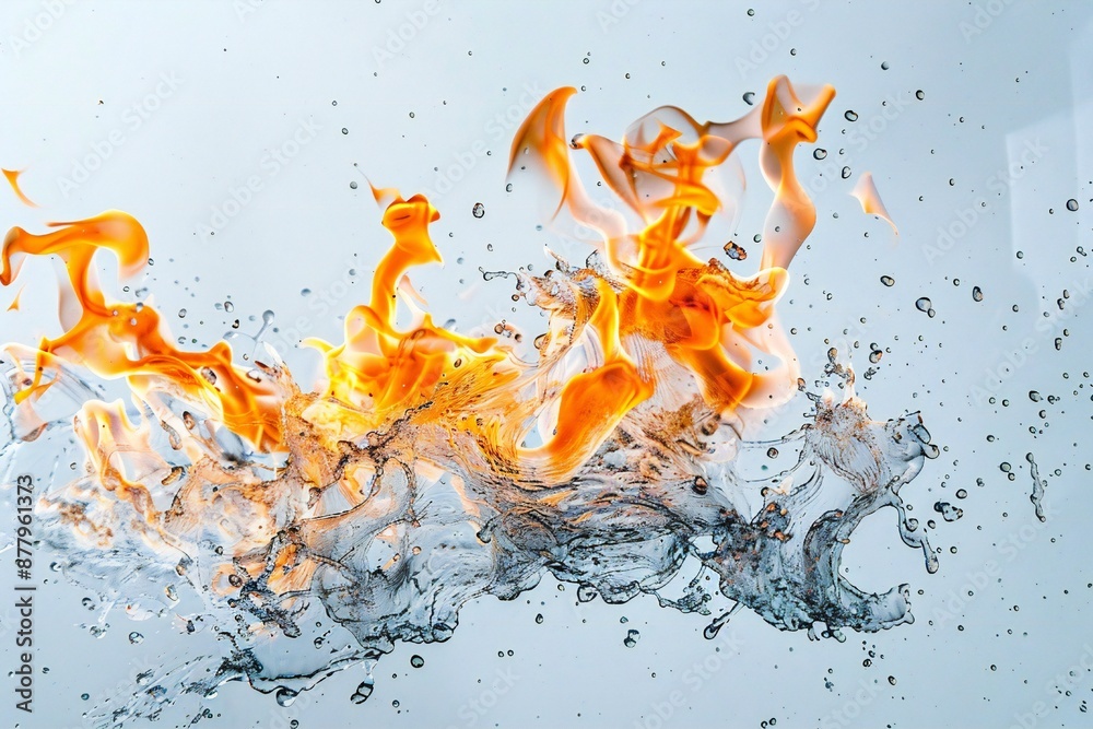Fire mixed with water on white background Generative Ai Fire mixed with water on white background Generative Ai