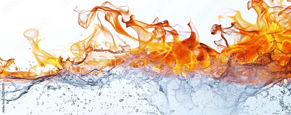 Fire mixed with water on white background Generative Ai Fire mixed with water on white background Generative Ai