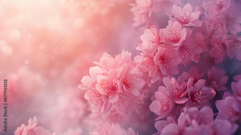 Pink Cherry Blossoms in Soft Light Illustration Pink Cherry Blossoms in Soft Light Illustration