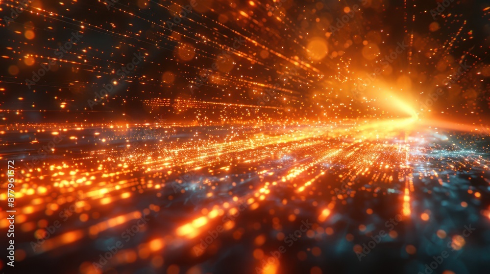 Fototapeta premium Abstract Orange and Blue Light Streaks Background