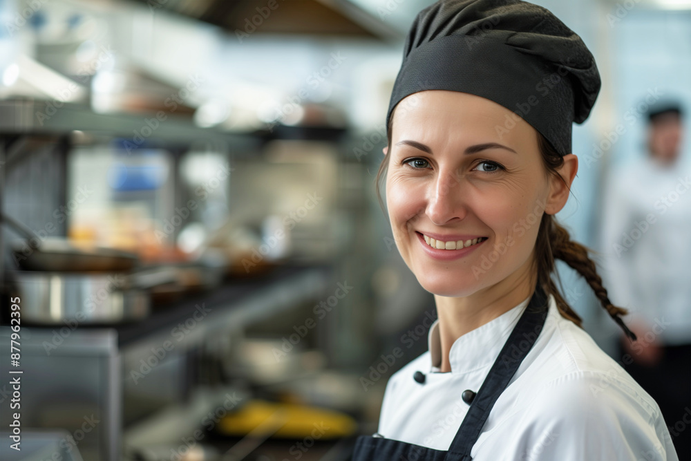 Junge Köchin bei der Arbeit in der Restaurant Küche
