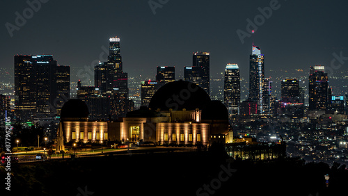 city skyline at night, Griffith Observatory, Los Angeles