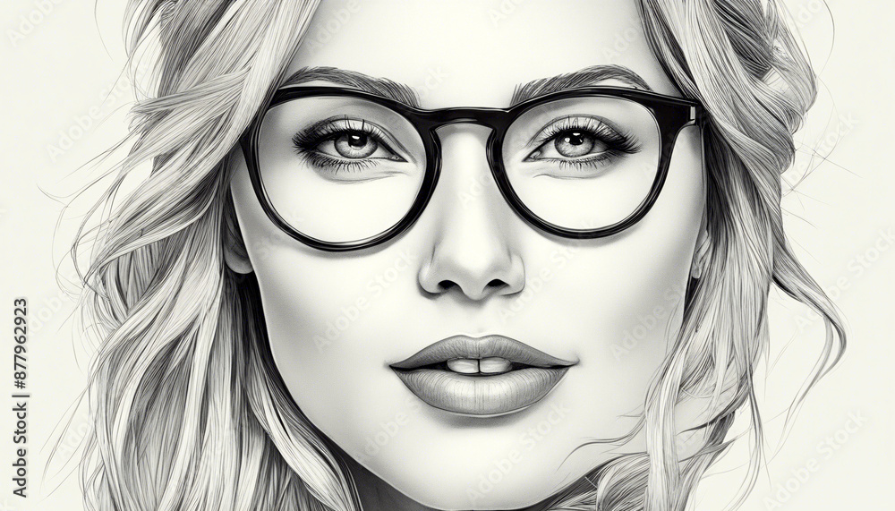 Weibliche Schönheit in Perfektion. Modische Brille mit Stil und Glamourfaktor. Weibliche Schönheit in Perfektion. Modische Brille mit Stil und Glamourfaktor.