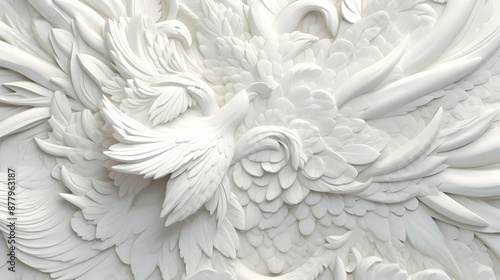 White 3D Floral and Wing Pattern Illustration © Siasart Studio
