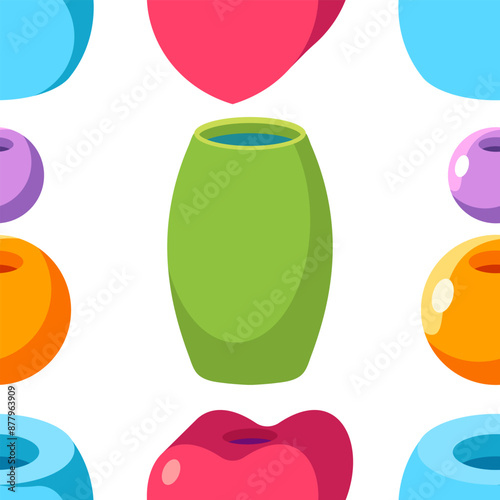 Hair beads vector cartoon seamless pattern.