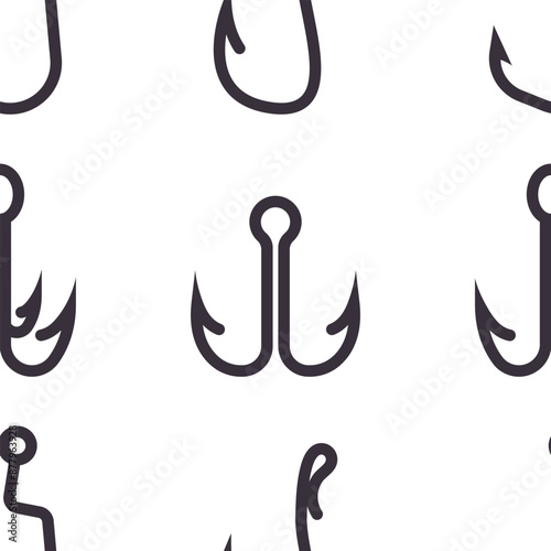 Fishing hooks vector cartoon seamless pattern.