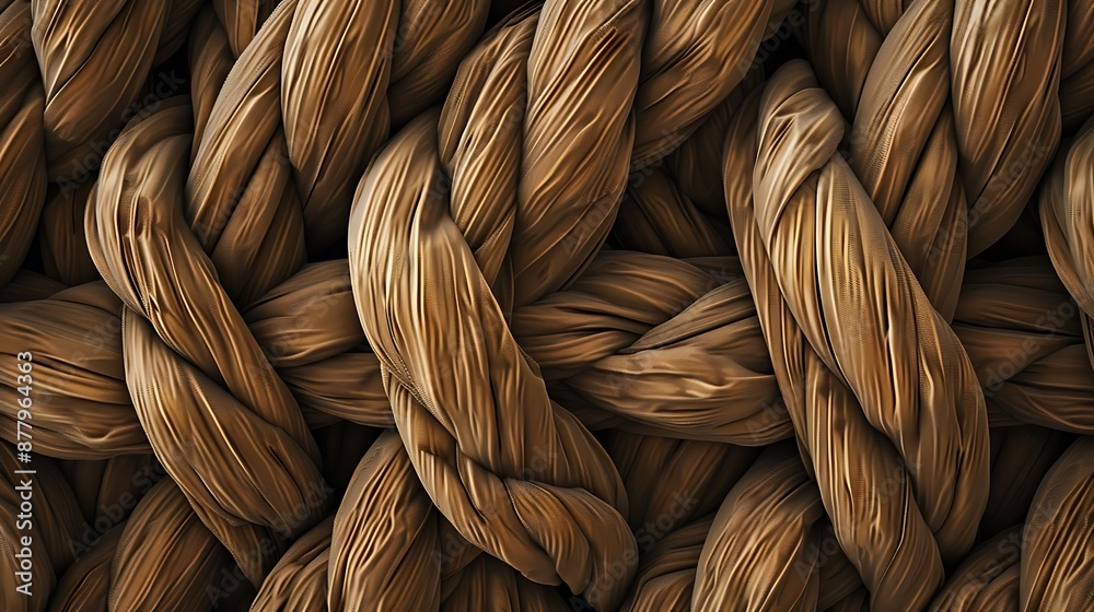 Abstract 3D Render of Intertwined Brown Ropes Abstract 3D Render of Intertwined Brown Ropes