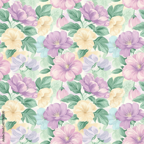 Wallpaper Mural Floral variety color, form nature, seamless fabric pattern. Torontodigital.ca