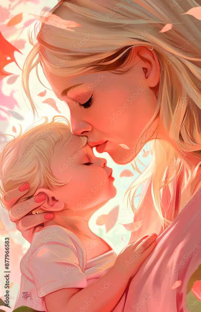 Mother and Daughter Embracing. Digital Art of a Parent and Child. Generative AI. Mother and Daughter Embracing. Digital Art of a Parent and Child. Generative AI.