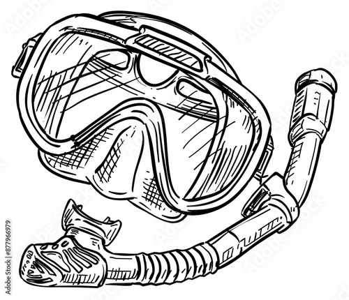 diver mask snorkel handdrawn illustration