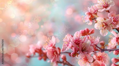 Blossoming apricot tree branches