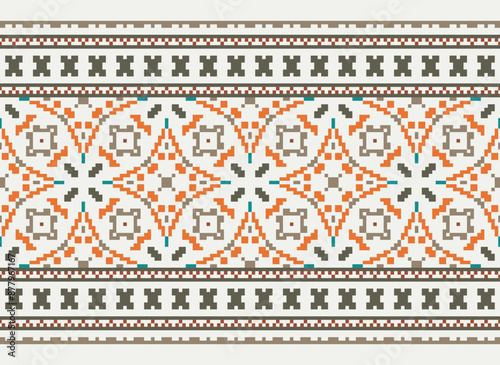 Wallpaper Mural Pixel Tribal seamless patterns. Seamless African modern art patterns. Vector Ikat ethnic seamless pattern design. Aztec fabric carpet mandala. Torontodigital.ca
