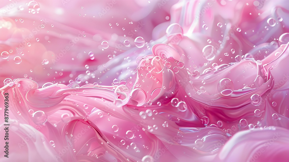 Pink Abstract Liquid Background with Bubbles Pink Abstract Liquid Background with Bubbles