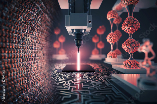 Nano-patterning. Techniques for creating patterns at the nanoscale, including lithography and self-assembly methods photo