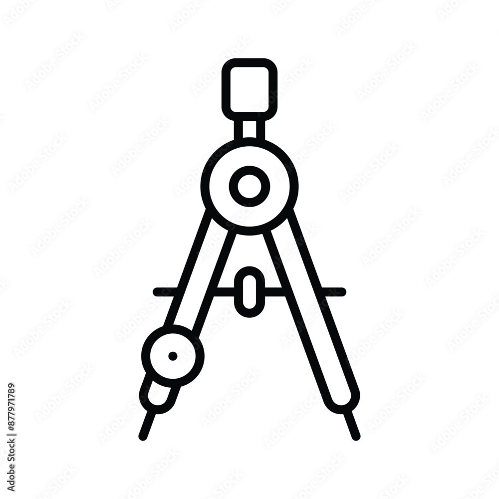 A precise geometric compass icon, perfect for indicating drafting, drawing, and mathematical functions