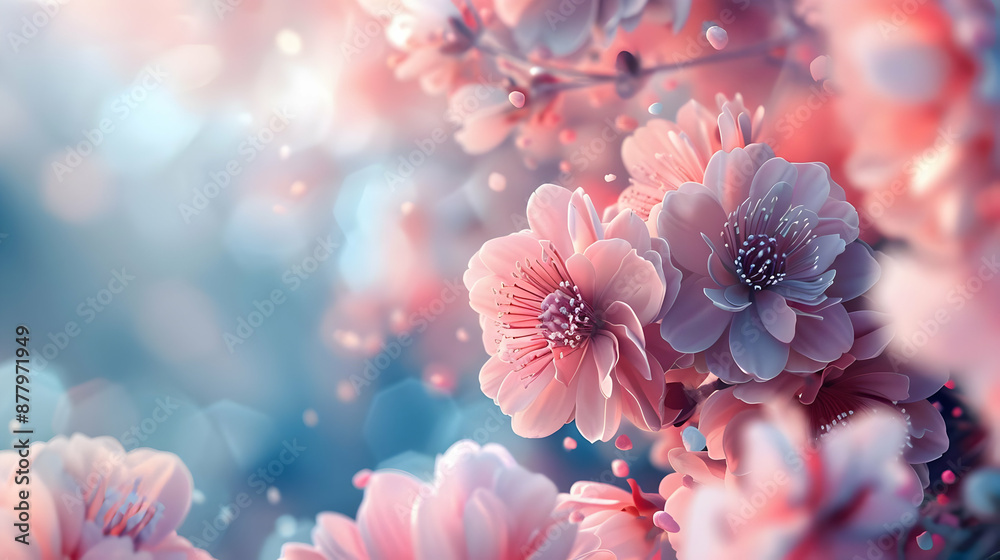 Pink Flowers in Bloom Illustration Pink Flowers in Bloom Illustration