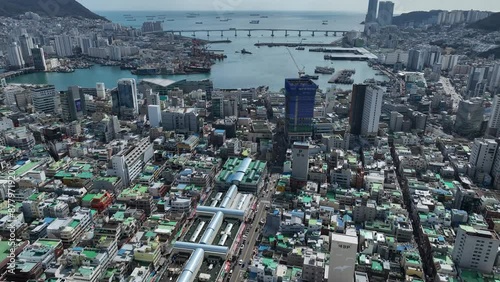 Aerial view of Nampo-dong, Busan, 부산 관광지 남포동 항공촬영  photo