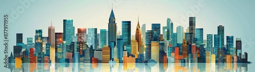 Modern Urban Skyline with Iconic Landmarks