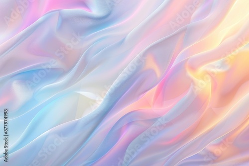 Soft pastel colored flowing iridescent fabric with gentle waves