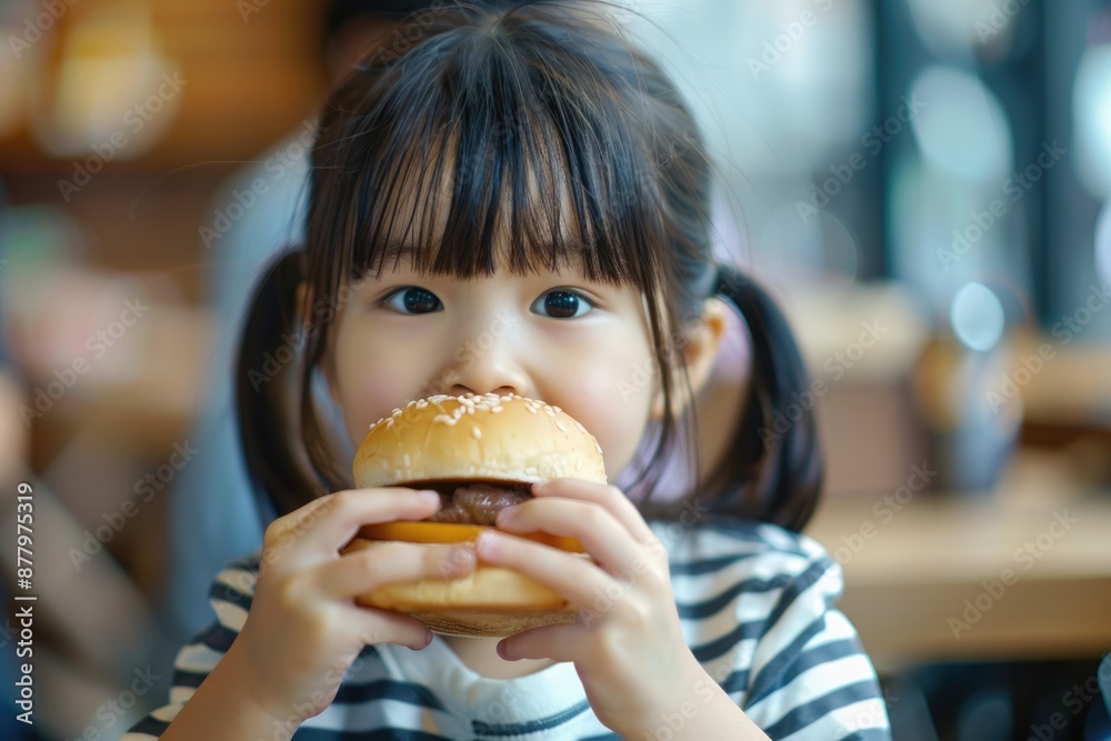 A young child enjoys a meal at a casual dining establishment, possibly with family or friends A young child enjoys a meal at a casual dining establishment, possibly with family or friends