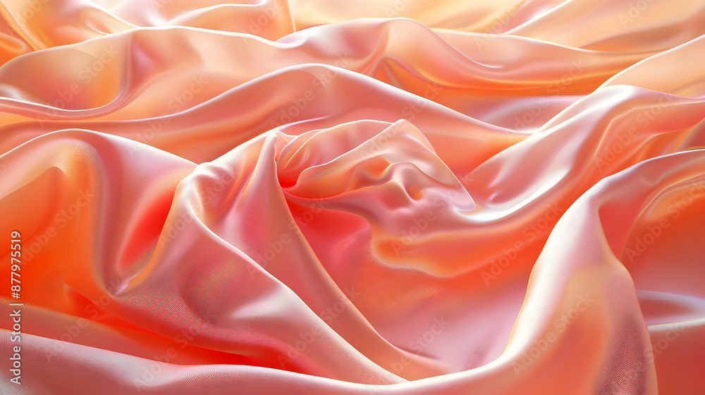 Peach Satin Fabric Draped - Illustration
