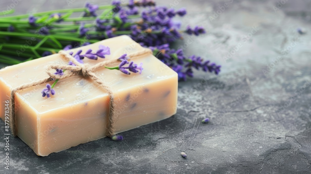 Lavender-scented handmade soap bars, beautifully wrapped in eco-friendly packaging, adorned with lavender flowers, artisanal and natural Lavender-scented handmade soap bars, beautifully wrapped in eco-friendly packaging, adorned with lavender flowers, artisanal and natural