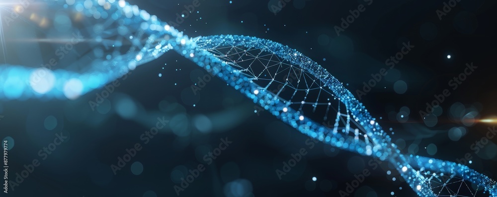 Abstract blue DNA strand against a dark background. Abstract blue DNA strand against a dark background.