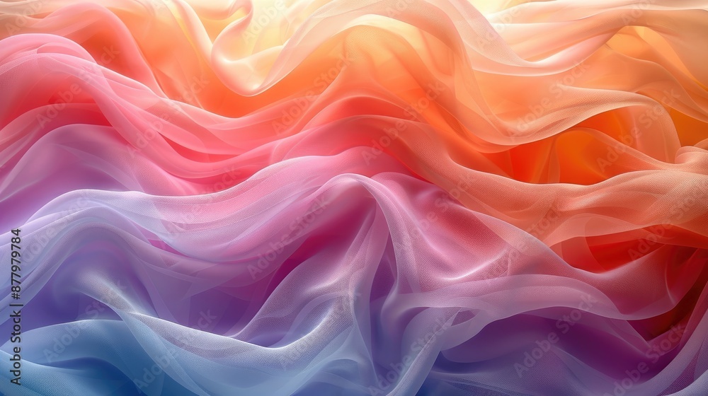 Gradient pastel rainbow colored wavy fabric with soft folds and smooth curves Gradient pastel rainbow colored wavy fabric with soft folds and smooth curves