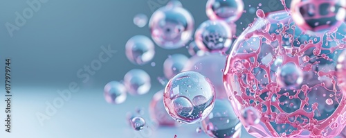 Abstract background of iridescent bubbles with soft pastel colors. photo
