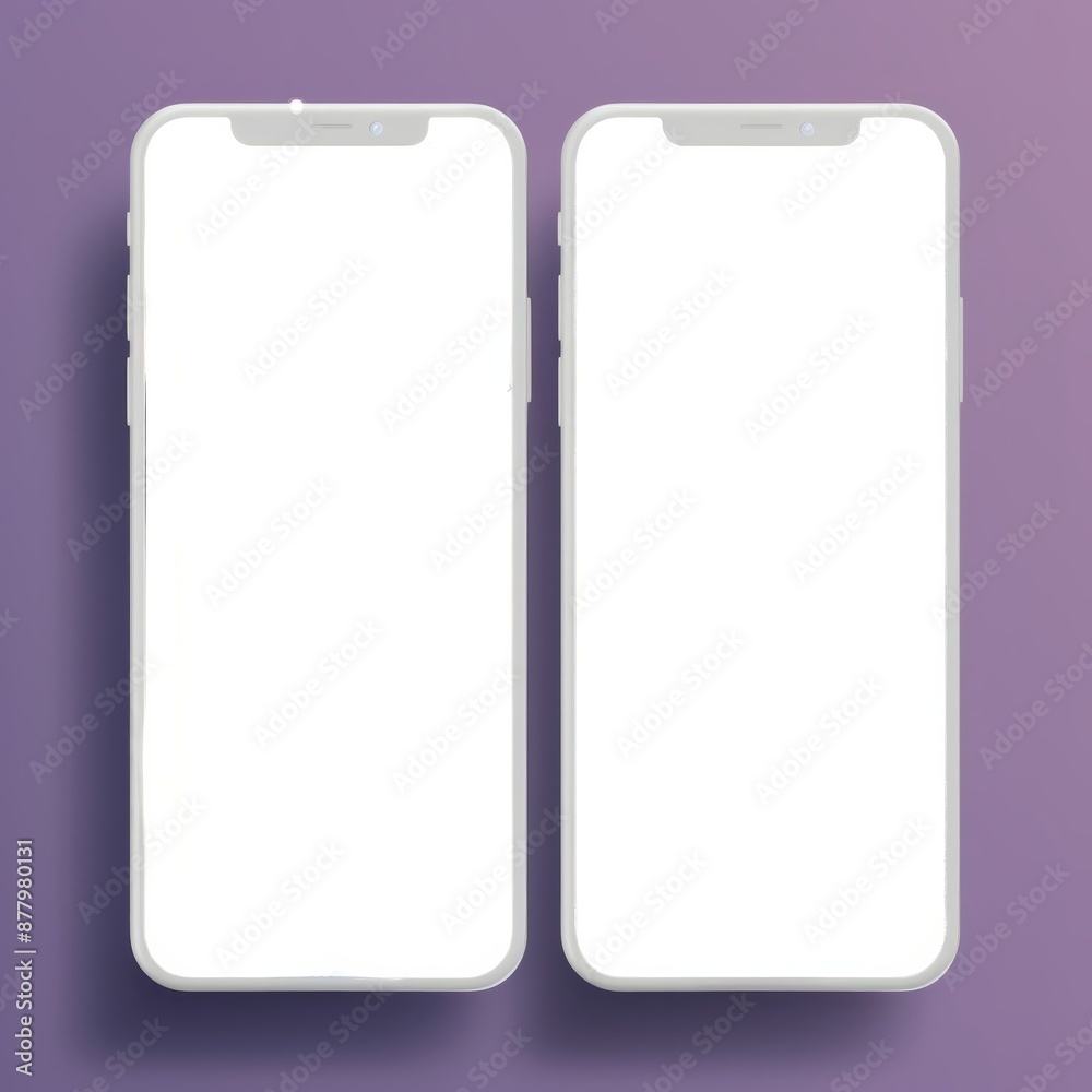 Material for synthesizing images pair of operating smartphones with white background mockup. High quality photo Material for synthesizing images pair of operating smartphones with white background mockup. High quality photo