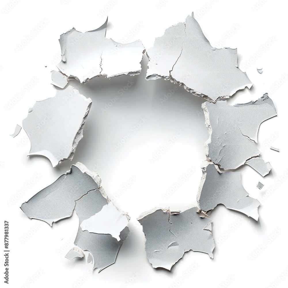 Smashed hole in wall isolated on white background Generative Ai Smashed hole in wall isolated on white background Generative Ai