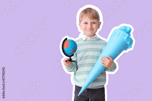 Happy little boy with blue ...