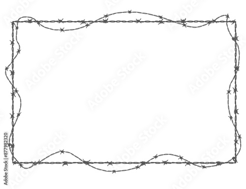 有刺鉄線が絡まる四角のフレーム枠