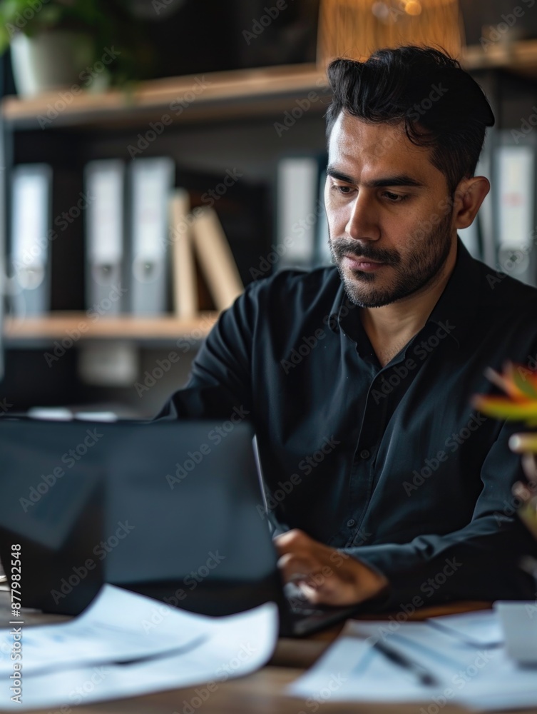 A person sitting at a desk typing away on their laptop A person sitting at a desk typing away on their laptop