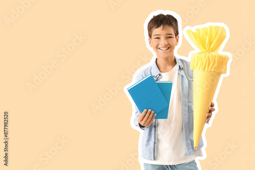 Little boy with yellow scho...