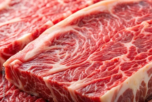 raw kobe meat with fat marbling closeup