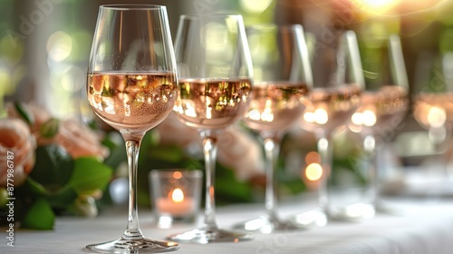 Rose Wine Glasses on a Table