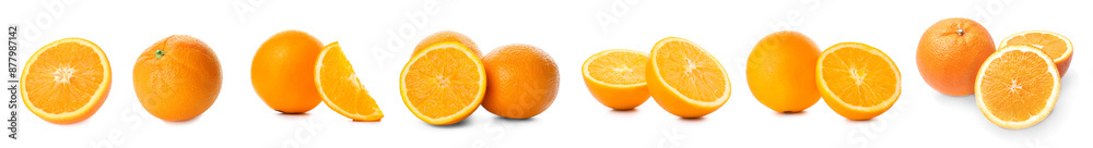 Set of many ripe oranges isolated on white Set of many ripe oranges isolated on white