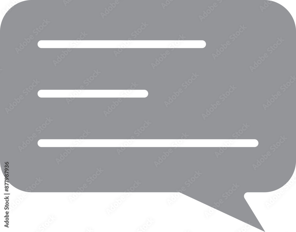 Flat Style Chat Box Icon in Grey and White Color.