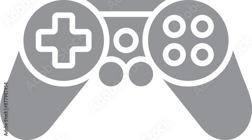 Gamepad or joystick icon in grey and white color.